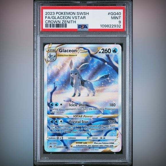 Glaceon VSTAR [Full Art] GG40/GG70 [PSA Mint 9] Pokémon Crown Zenith - Picture 1 of 2